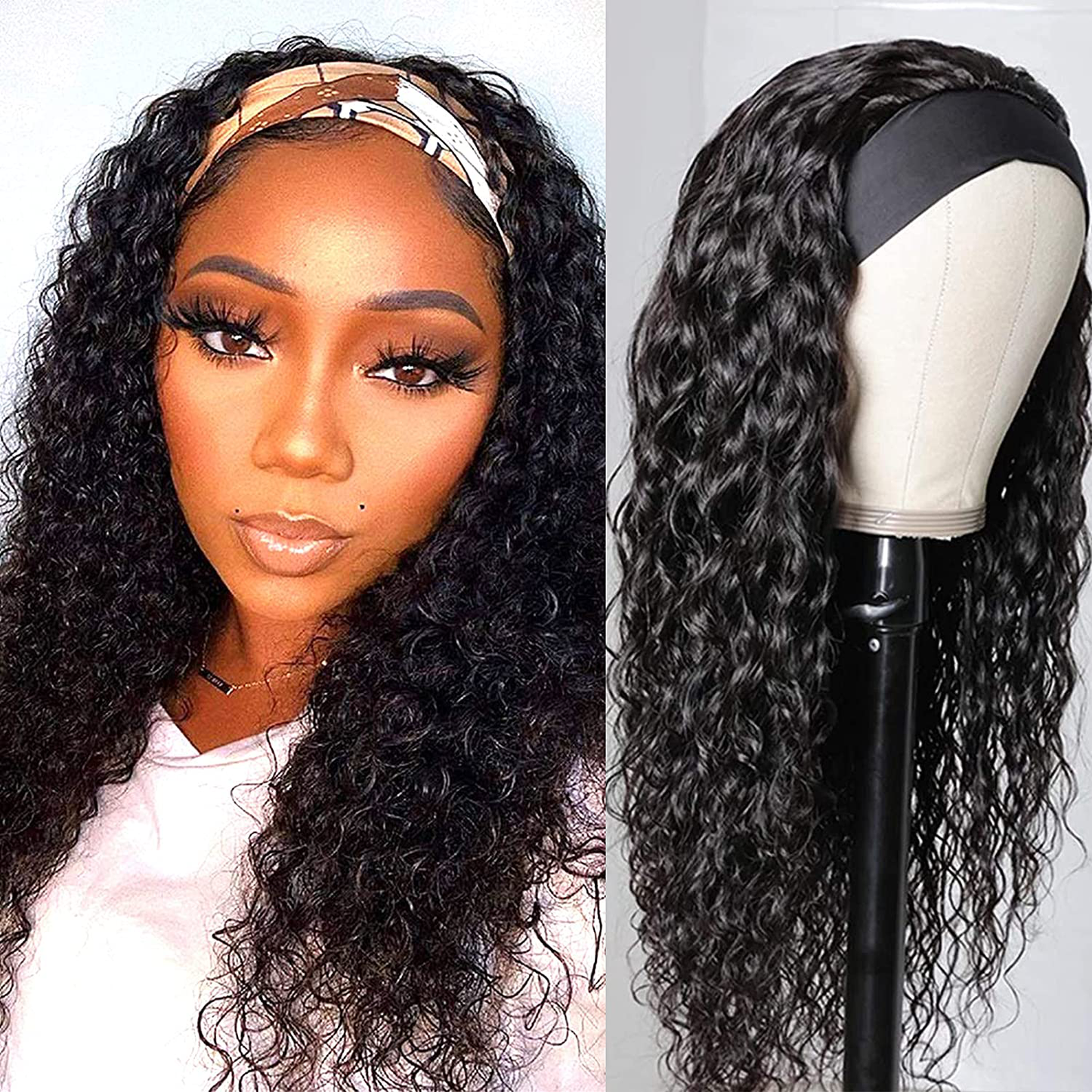 Short Curly Pixie Cut Headband Human Hair Wigs|Headband Wigs For Women