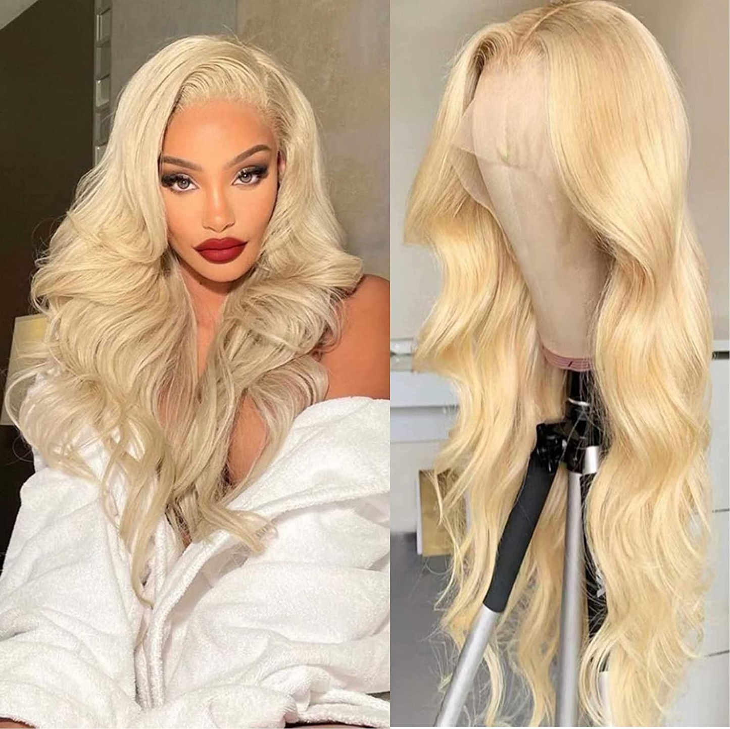 Body Wave 13X4 HD 613 Lace Frontal Human Hair Wig Pre Plucked with Baby Hair