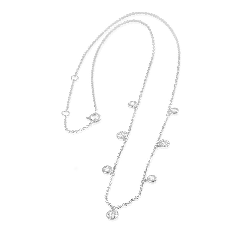 14KT Gold and Diamond Station Drops Fashion Necklace