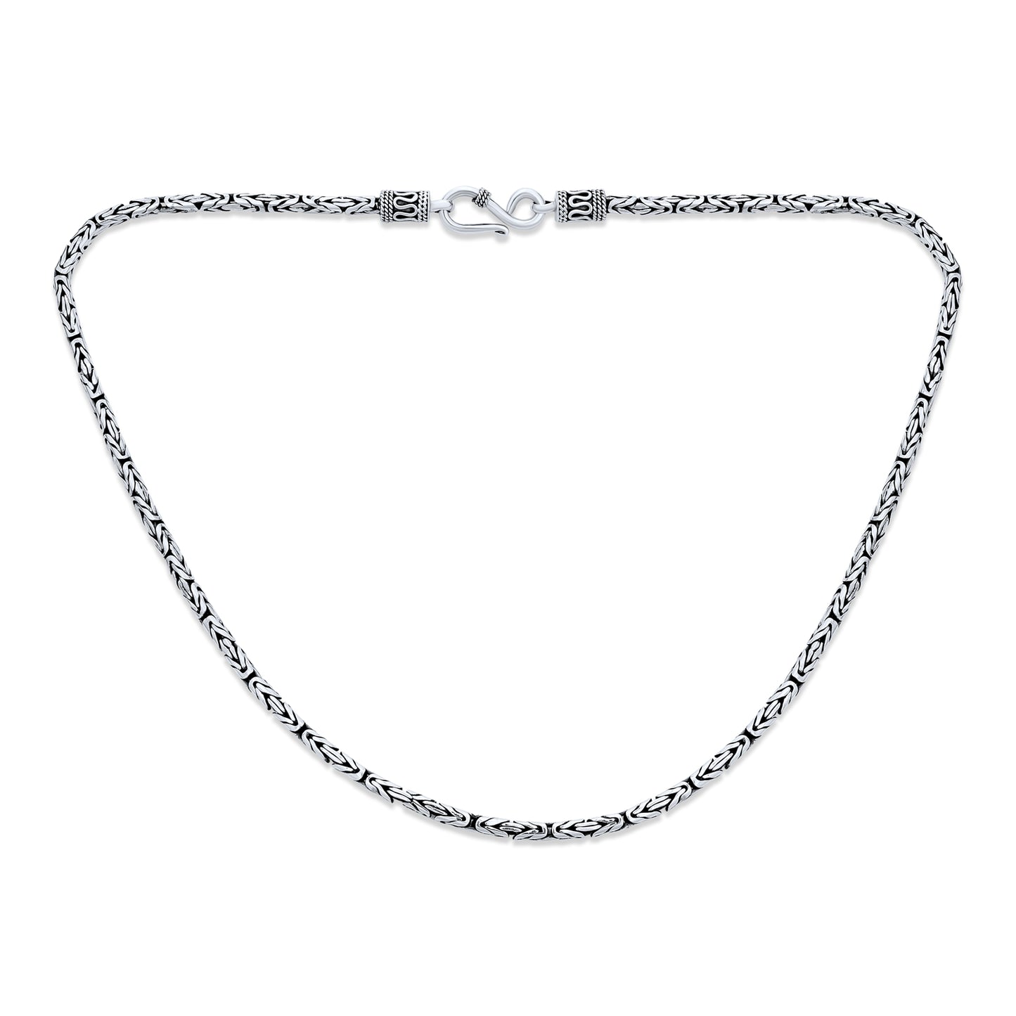 3MM Vintage Bali Jewelry Solid 925 Sterling Silver Necklaces For Men Women Teens