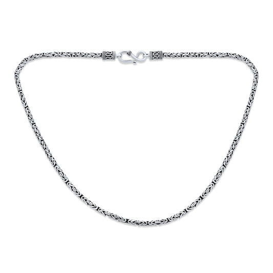 3MM Vintage Bali Jewelry Solid 925 Sterling Silver Necklaces For Men Women Teens