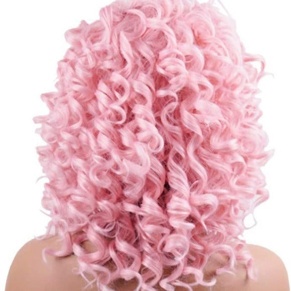 Short Bob Curly FULL Wigs PINK