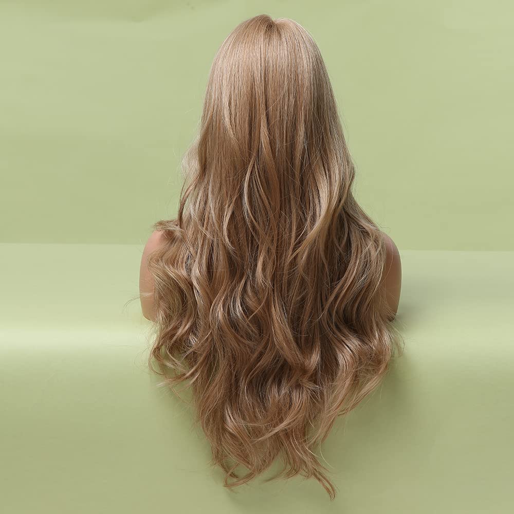 Ash Gray Blonde Wavy Middle Part Lace Wigs