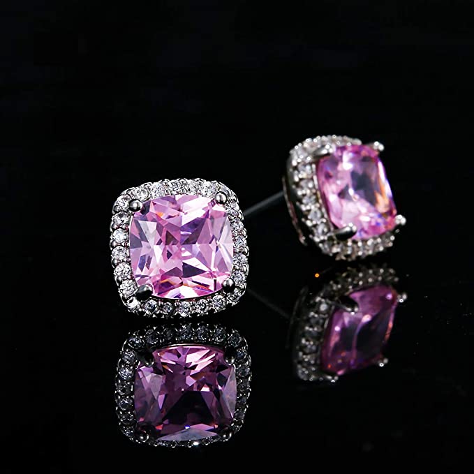 White Gold 10MM Halo Stud Earrings