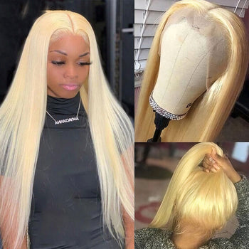 Straight 613 Blonde Brazilian Human Hair Lace Front Wigs |42inch