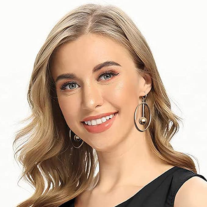 14k Gold Dangle Hoop Earrings for Women