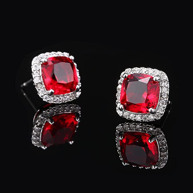 White Gold 10MM Halo Stud Earrings