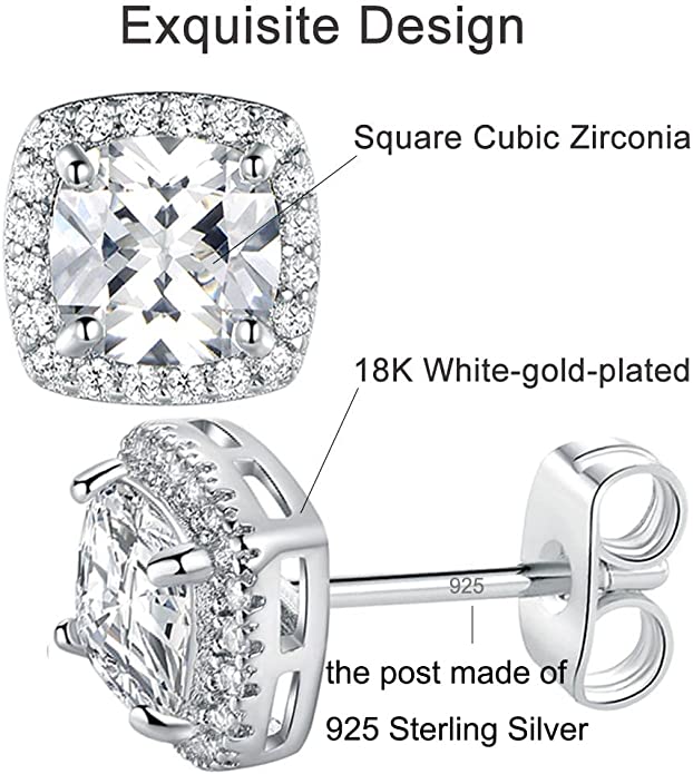 18K White Gold Stud Earrings