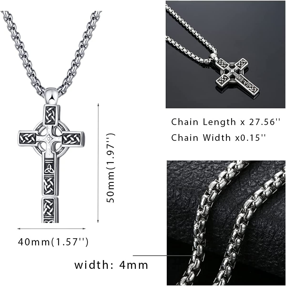 Stainless Steel Titanium Men's Cross Necklace