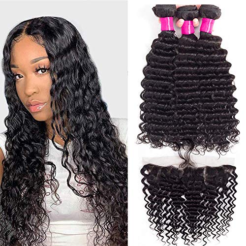 Deep Wave Human Hair Weave Bundle With Baby Hair