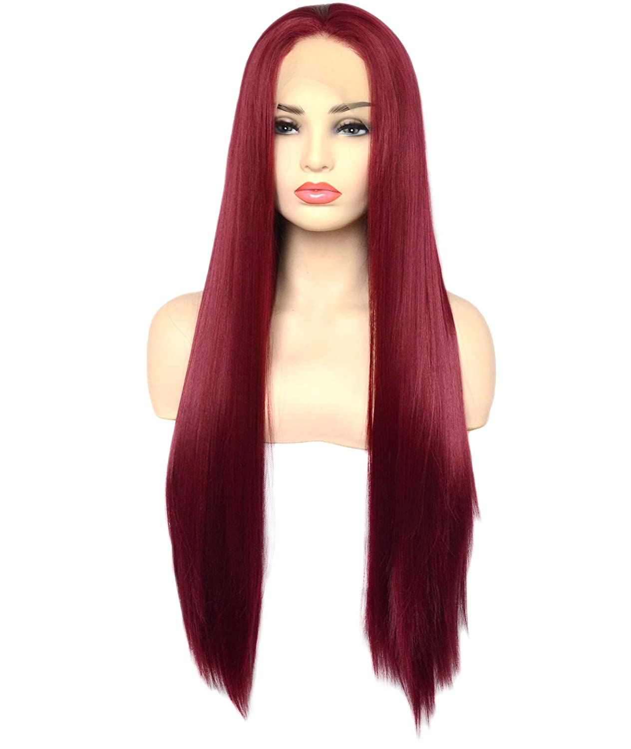 Straight Burgundy Free Part Lace Front Wigs