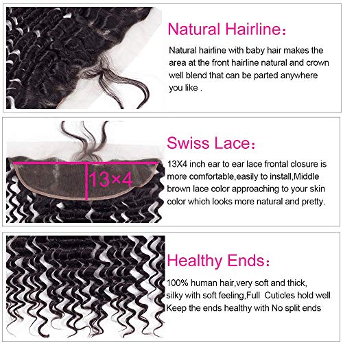 Deep Wave Human Hair Weave Bundle With Baby Hair