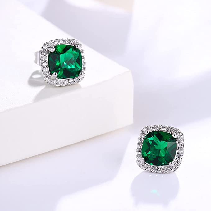 White Gold 10MM Halo Stud Earrings