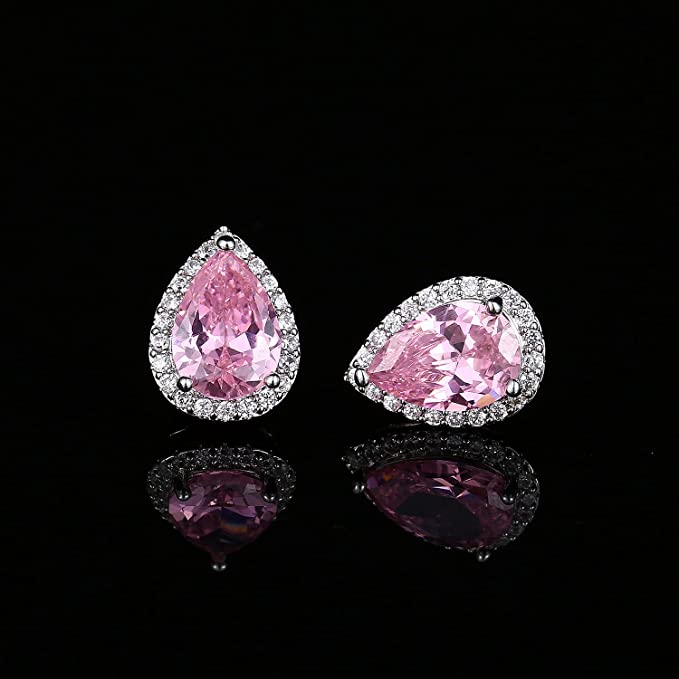 Teardrop Halo Stud Earrings For Women & Girls