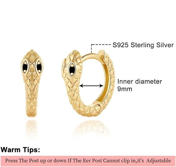 Snake Gold Huggie Hoop Earrings
