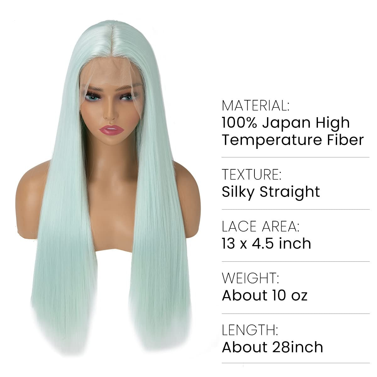 Mint Green Straight Lace Front Wig