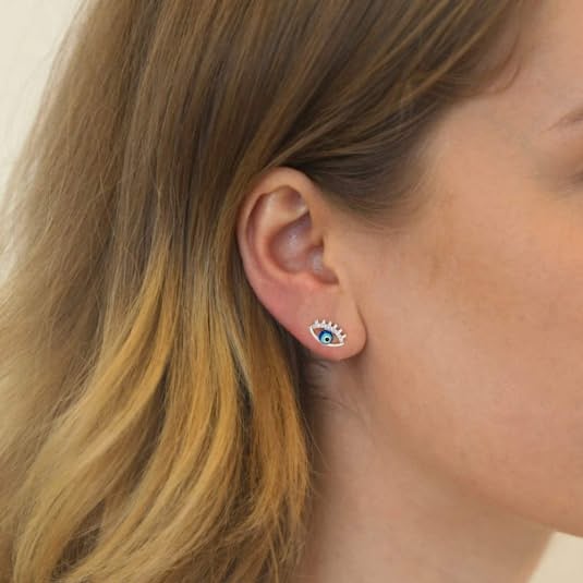 Gold Huggie Hoop Earrings Stud-Eye