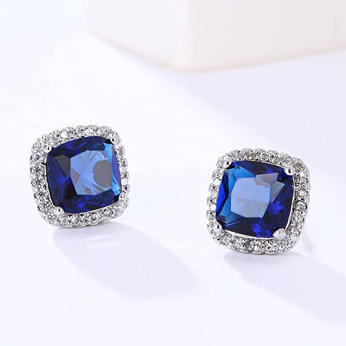 White Gold 10MM Halo Stud Earrings