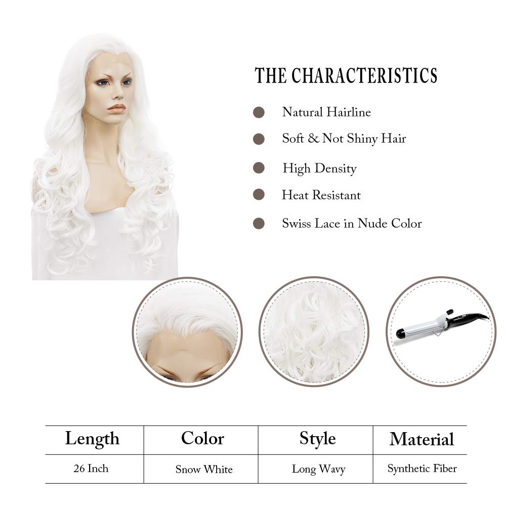 White Long Body Wavy Lace Front Wig