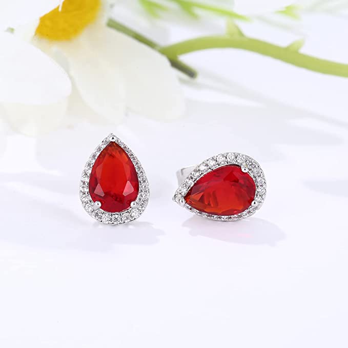 Teardrop Halo Stud Earrings For Women & Girls