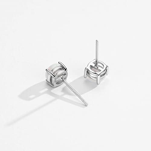 White Opal Stud 925 Sterling Silver Earrings