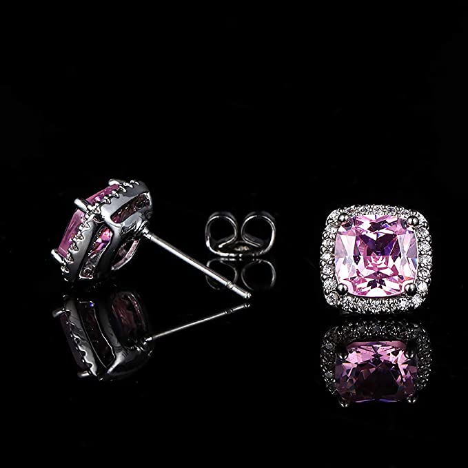 White Gold 10MM Halo Stud Earrings