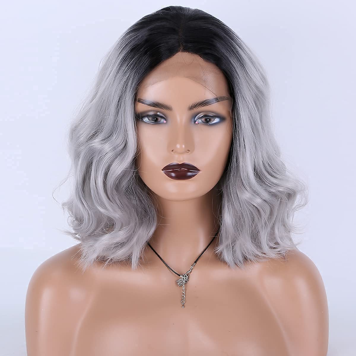 silver hair,Silver ombre hair,Grey ombre hair,black hair ombre grey lace front wigs,grey ombre hair wigs & hair extensions,black to grey ombre wig,grey wig gray wig black girl grey wigs for black women,ideas de cabello teñid,gray hair women,Short silver grey ombre hair color ideas,13x4 Lace Front 1b/Grey Gray Hair wigs