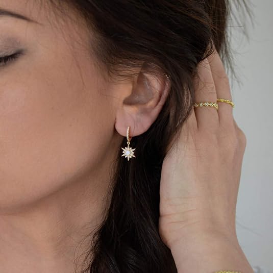 Starburst Gold Huggie Hoop Earrings