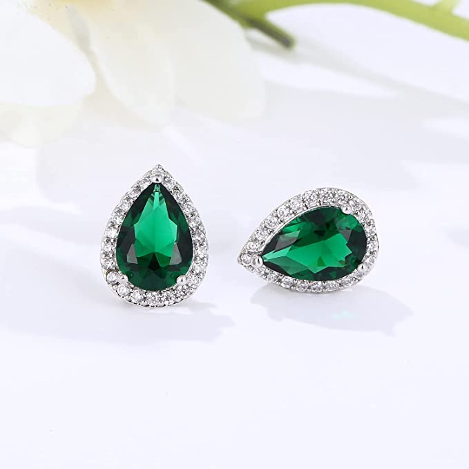Teardrop Halo Stud Earrings For Women & Girls