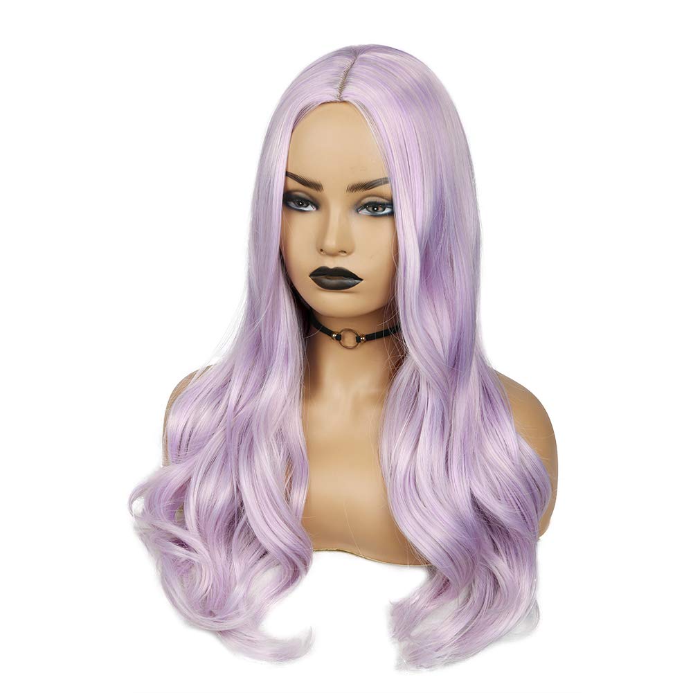 Long Light purple Wavy Wigs for Women