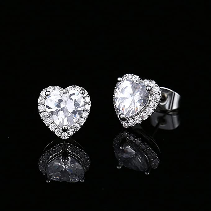 White Gold Plated Cubic Zirconia Earrings Studs
