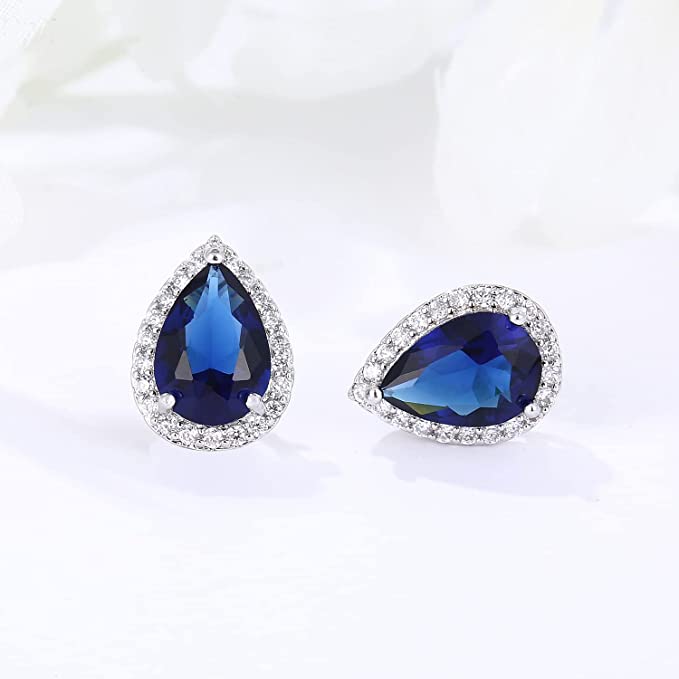 Teardrop Halo Stud Earrings For Women & Girls