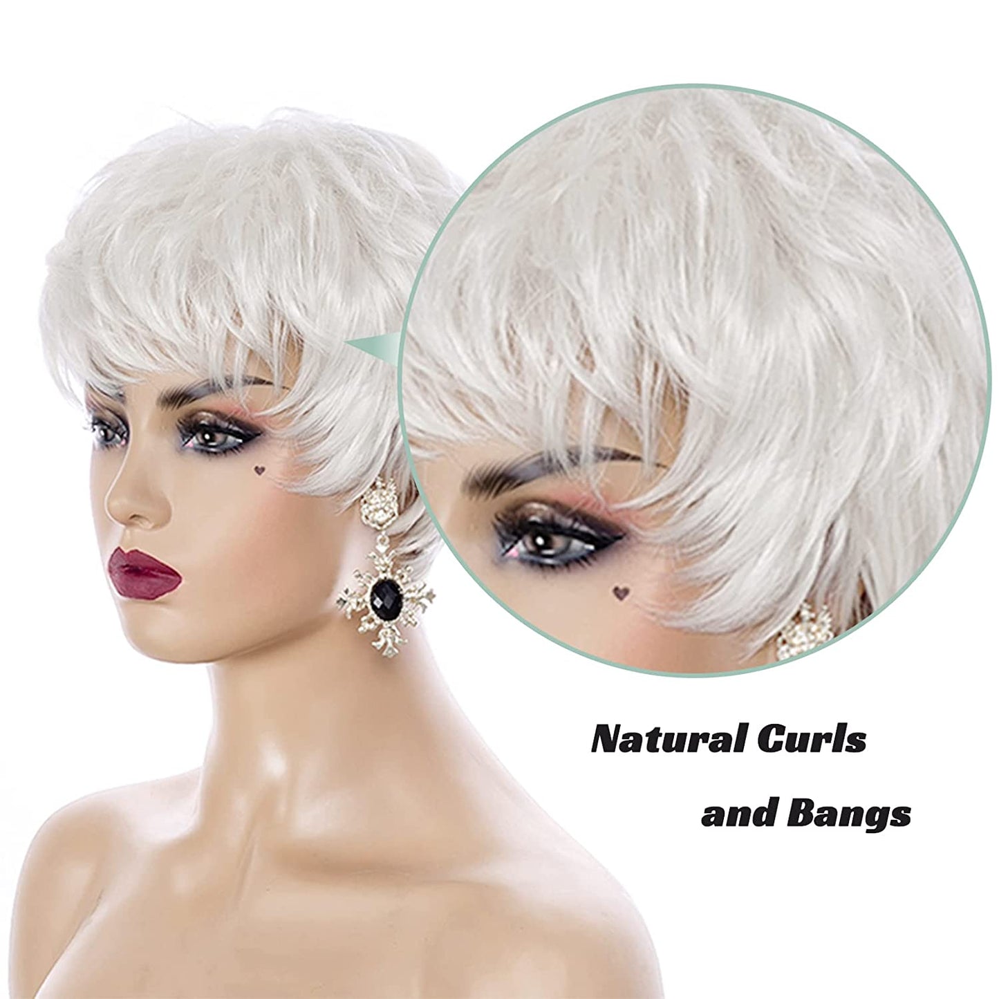 White Pixie Cut Bob Full Hair Wigs