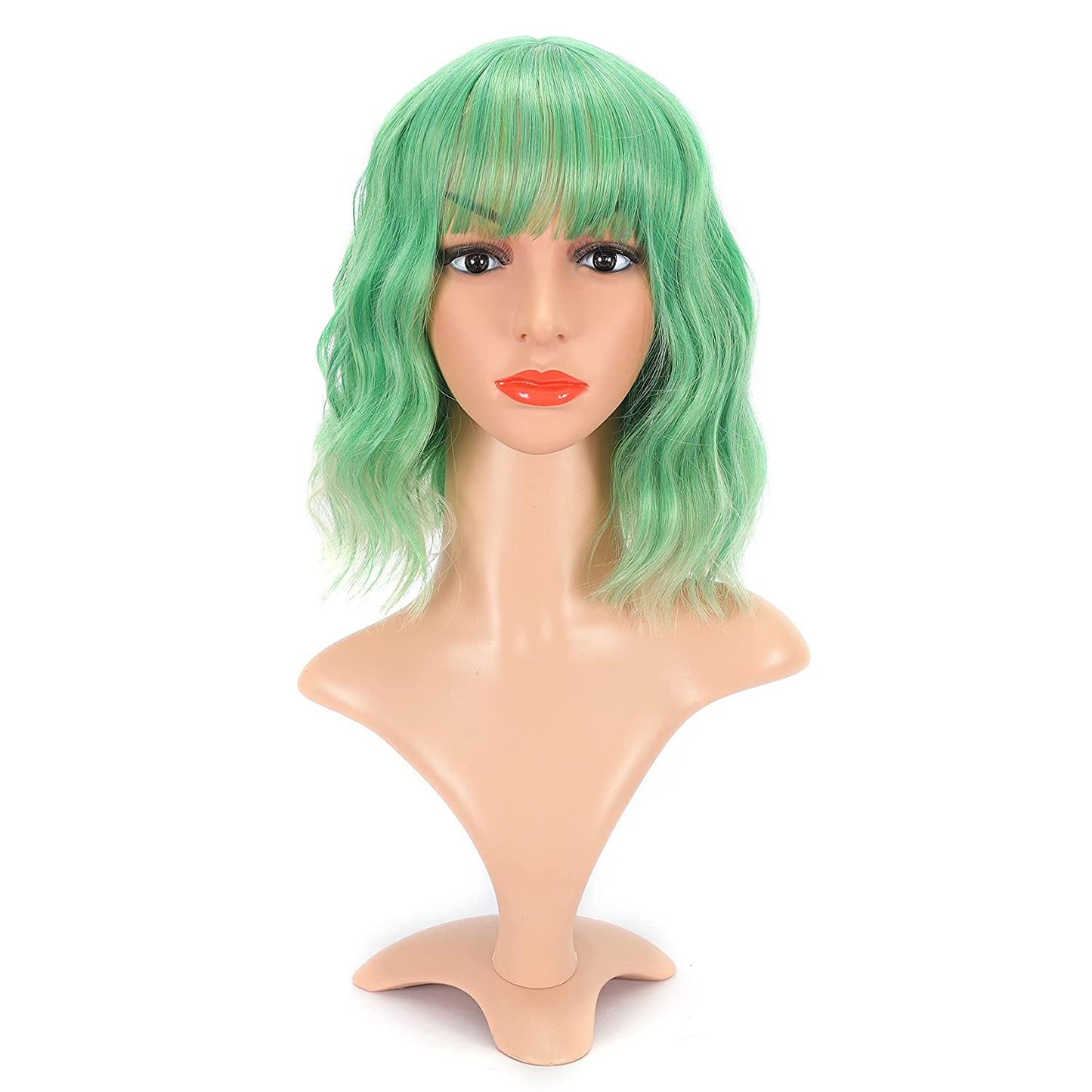 Colored Short Bob Wavy Wigs With Air Bangs
