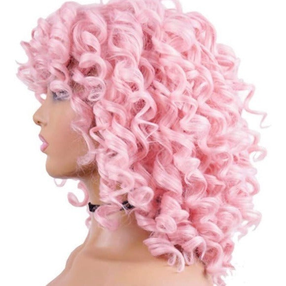 Short Bob Curly FULL Wigs PINK