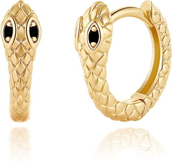 Snake Gold Huggie Hoop Earrings