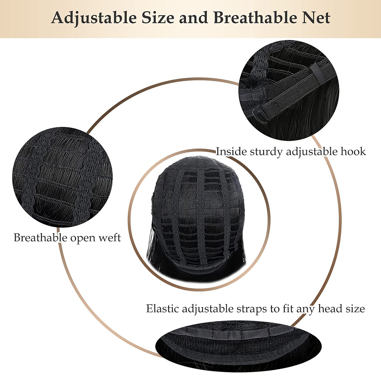 Black Brown Highlights Human Hair Wig