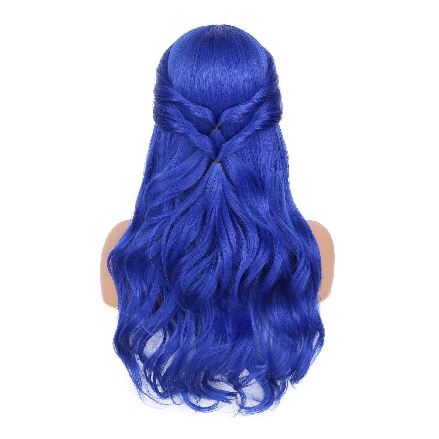 Split Dye White Red Wavy Wigs With Bangs