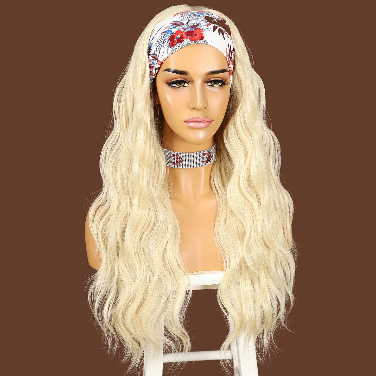 Body Wave Bleach Blonde Headband Wigs for Women