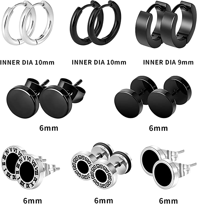 Silver Goth Punk Earrings Set