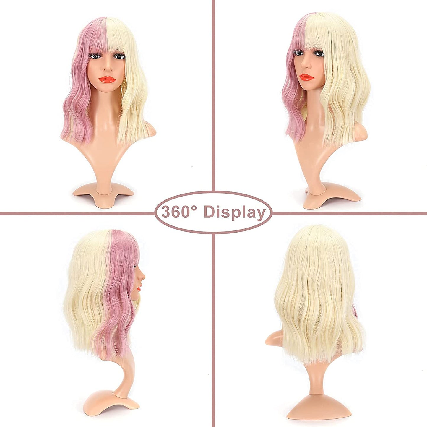 12inch Short Bob Wigs With Air Bangs (Ombre Blonde)