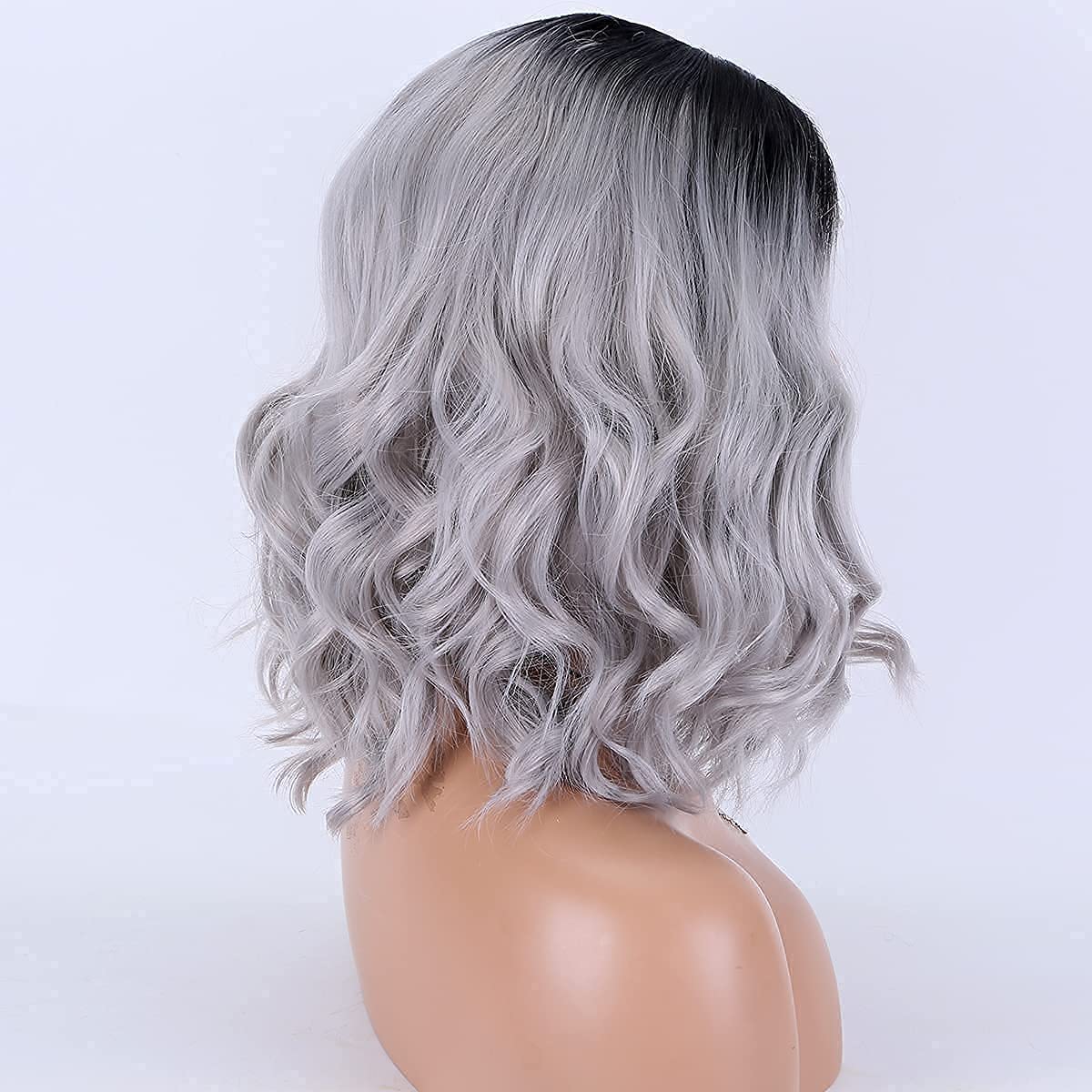 silver hair,Silver ombre hair,Grey ombre hair,black hair ombre grey lace front wigs,grey ombre hair wigs & hair extensions,black to grey ombre wig,grey wig gray wig black girl grey wigs for black women,ideas de cabello teñid,gray hair women,Short silver grey ombre hair color ideas,13x4 Lace Front 1b/Grey Gray Hair wigs