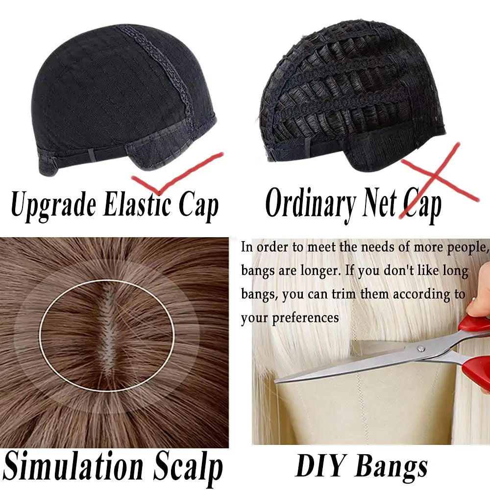 Half Black Half Blonde Hair Wigs with Bangs