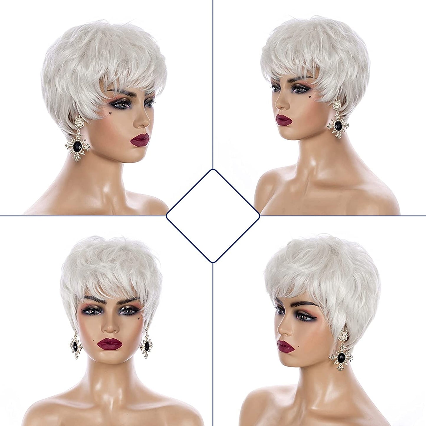 White Pixie Cut Bob Full Hair Wigs