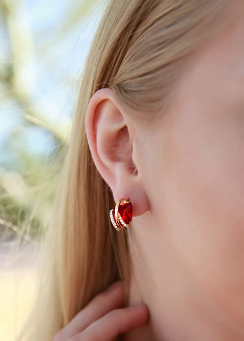 18K Rose Gold January July Birthstone-Ruby Red Earrings