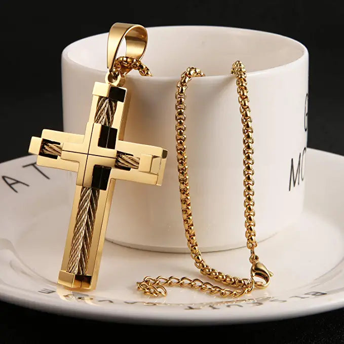 Gold Chain-Stainless Steel Cross Chain