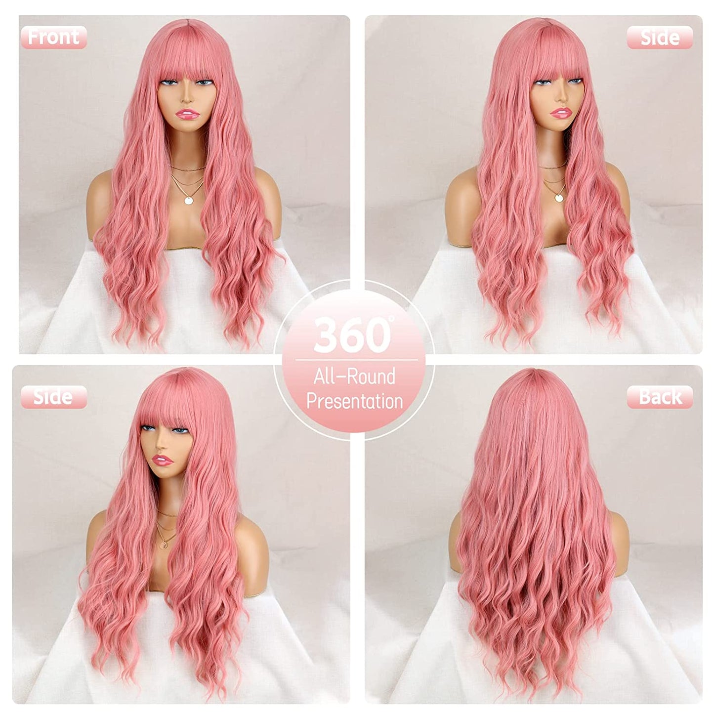 Long Middle Part Wavy Wig with Bangs