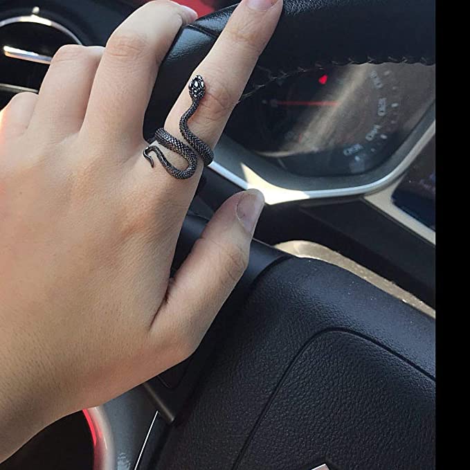 Black Vintage Snake Ring for Men Women