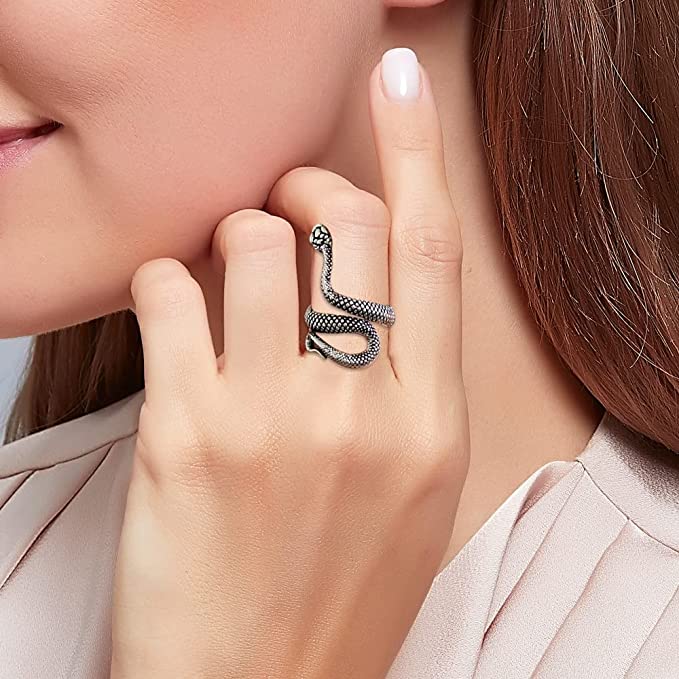 Silver Snake Ring for Men Women