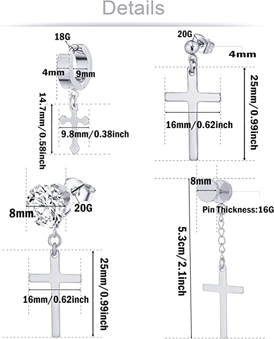 4 Pairs Stainless Steel Hoop Earrings